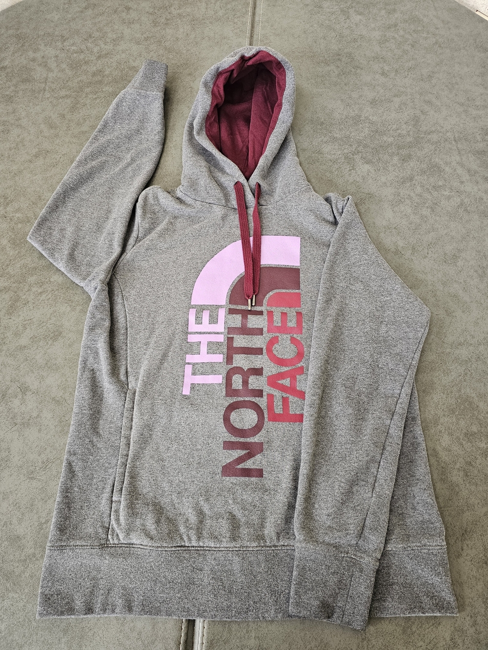 The North Face Gray Hoodie with Pink Logo Women's Size Large